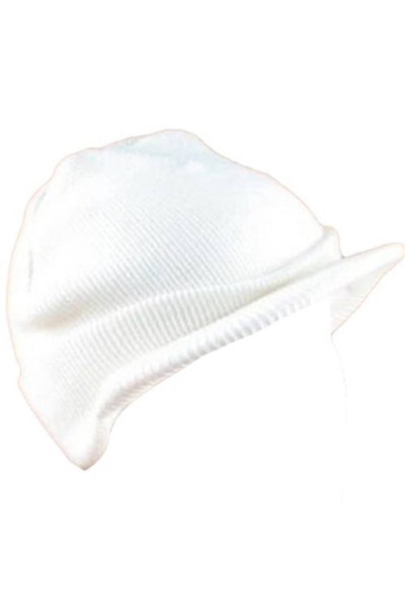 2-PLY WINTER SKI MILITARY KNIT VISOR BEANIE HAT * WHITE * Small / Medium