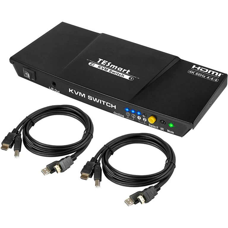 2X1 Dual Monitor HDMI KVM Switch 4K 60Hz 2 Port USB KVM Switcher for 1  Computers