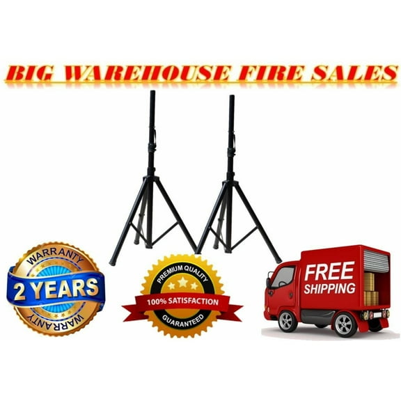 2 PRO Heavy Duty PA DJ Speaker Universal Adjustable Height Tripod Speaker Stands