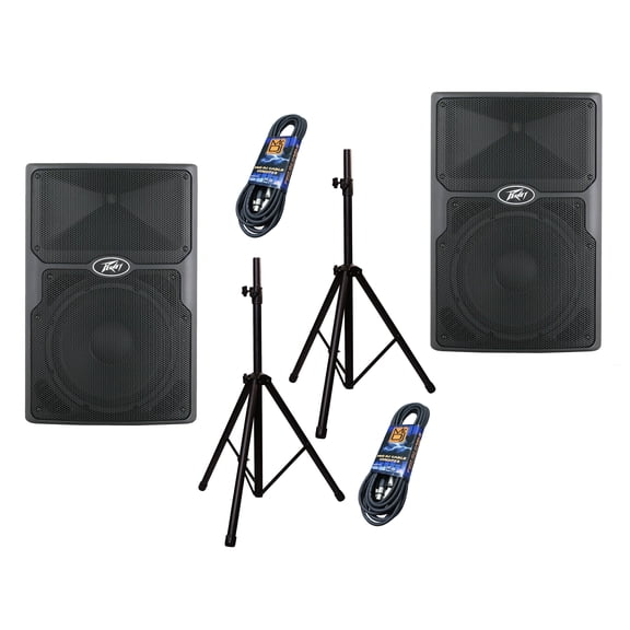 (2) PVXP12 DSP 12 inch Powered Speaker 830W 12" Powered Speaker with 1.4" Compression Driver,+ Free Mr. Dj Speaker Stands+XLR Cable