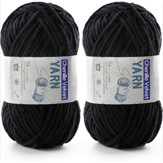 2 Pac Chenille Yarn for Crocheting - Fluffy Yarn for Crochet, Baby Yarn for Crocheting Soft Blankets - Weight Per Roll 50g/1.76oz, Length 60m/65yard