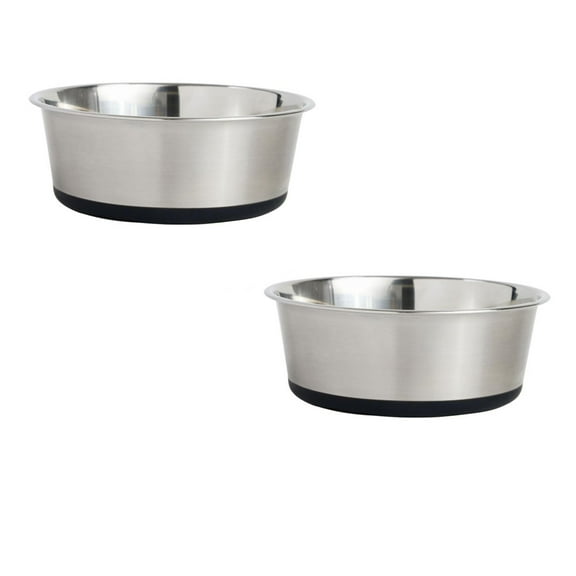 2 Pac Pets Stainless Steel Cat Bowl, 64 OZ Food and Water Dish, Non Slip Pet Feeder Dishes with Rubber Bottom, Pet Bowls for Medium and Large Dogs