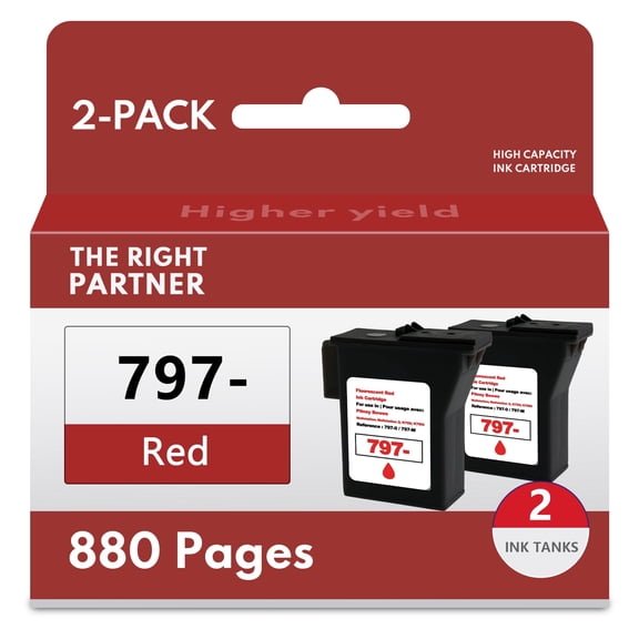 2 PacK High Yield 797-Ink Cartridge Compatible for Pitney Bowes 797-0 797-M for Mailstation 2 K700 K7MO (Red Ink)