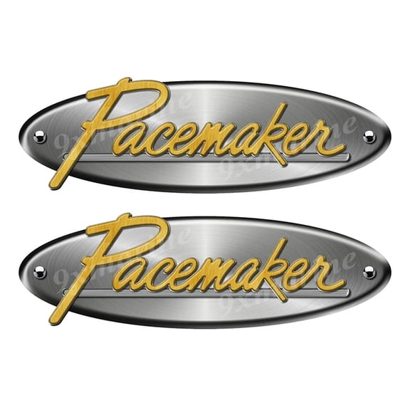 2 Pacemaker Oval Remastered Stickers. Brushed Metal Style - 10" long