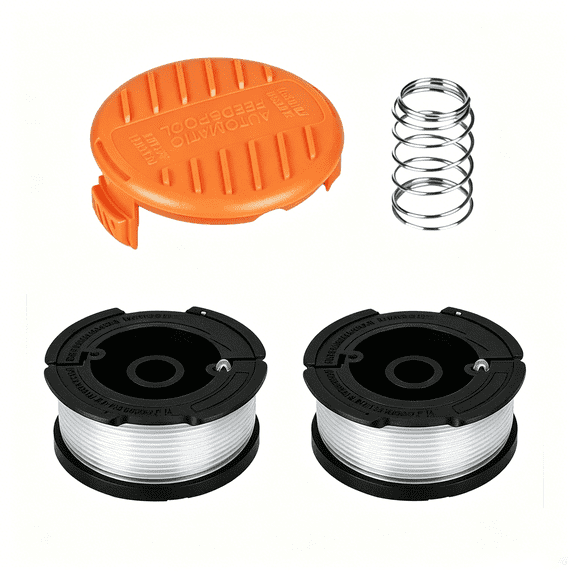 2 Pack 0.065-Inch Trimmer Line Replacement Spool Weed Eater String Compatible with BLACK+DECKER AF-100-3ZP(2 Spools+1 Cap+1 Spring )