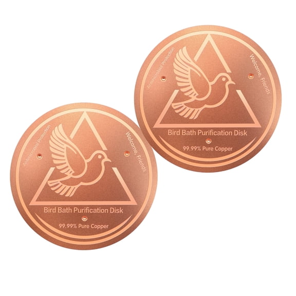 Nyhpar 2-Pack Pure Copper Bird Bath Cleaner Disks, 4in Universal Fit for Outdoor Fountains & Ceramic/Concrete/Resin Bowls, Gentle Water Maintenance for Birds