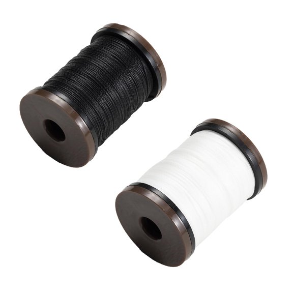 2 Pack 0.8mm Waxed Polyester Thread - 35m Spool for Leather Craft, Book Binding & Hand Sewing | Strong Round Thread for Upholstery, Shoes & DIY Repairs, Black + White