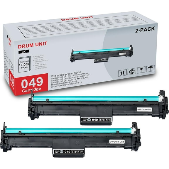 2-Pack 049 Black Drum Unit High Yield Compatible CRG049 Drum 049 Replacement for Canon ImageCLASS MF113W LBP113W MF110 MF112 i-SENSYS MF113W LBP113W MF110 MF112 Printer