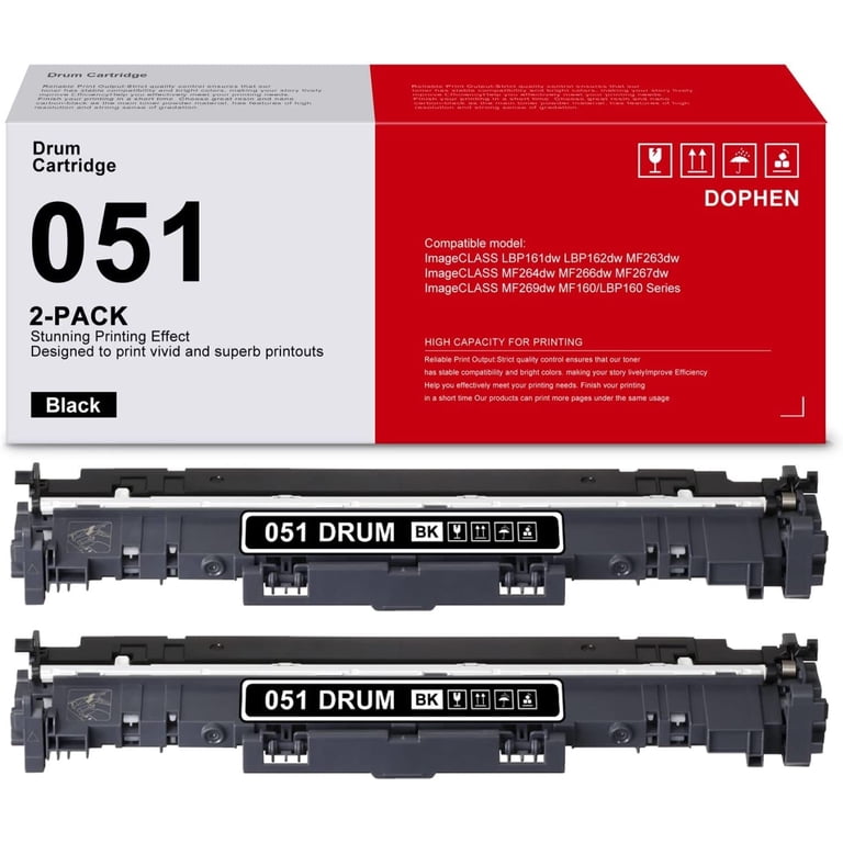 2-Pack 051 Drum Unit Black 051 Drum Unit Replacement for Canon 