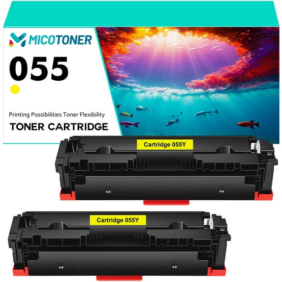 2-Pack 055 Toner Cartridge with Chip Compatible for Canon 055 CRG-055 imageCLASS MF741CDW MF745CDW MF743Cdw MF746Cdw LBP664CX Printer (Yellow)