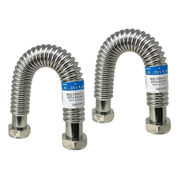 2-Pack 1-1/2" FIP x 36" (3Ft) Stainless Steel Water Heater Flex Connector, Certified Safe (6WHH36-2P)