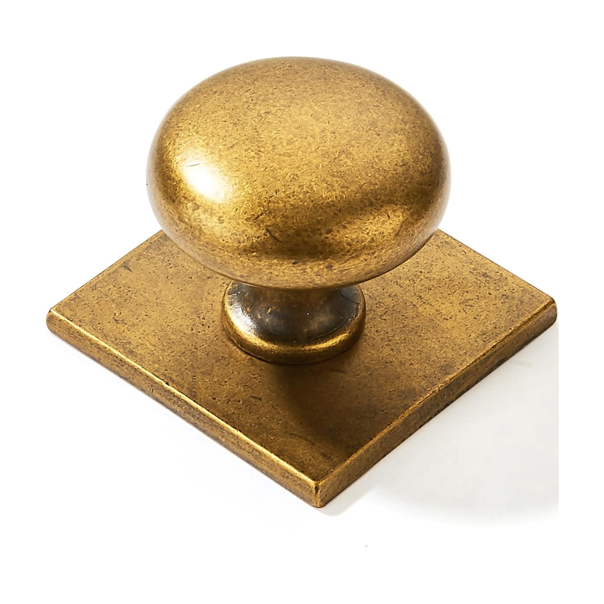 2 Pack 1-1/2 Inch Diameter Antique Brass Cabinet knobs with Backplate,Vintage Backplate for Cabinet knobs and Drawer knobs, Bi-Fold Door Knobs