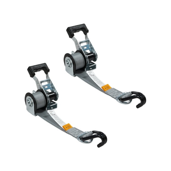 2 Pack 1-1/2" x 8 Mountable Rack-Ratchet Straps with Double J-Hook - 1,500 lbs Breaking Strength - Ladder Rack Ratchet Tie Down Straps