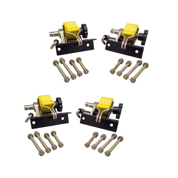 2 Pack 1-1/2"x7' Yellow Ladder Rack Ratchet Straps with J-Hook (Pair) - 500 lbs Square Tube Mount - Retractable Ratchet Tie Down Strap for Roof Rack