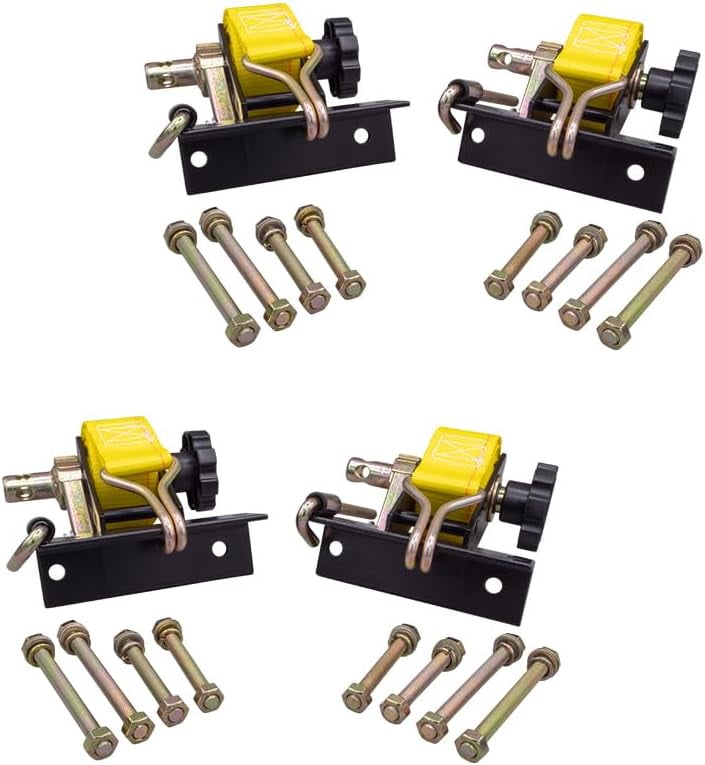 2 Pack 11/2"x7' Yellow Ladder Rack Ratchet Straps with JHook (Pair) 500 lbs Square Tube