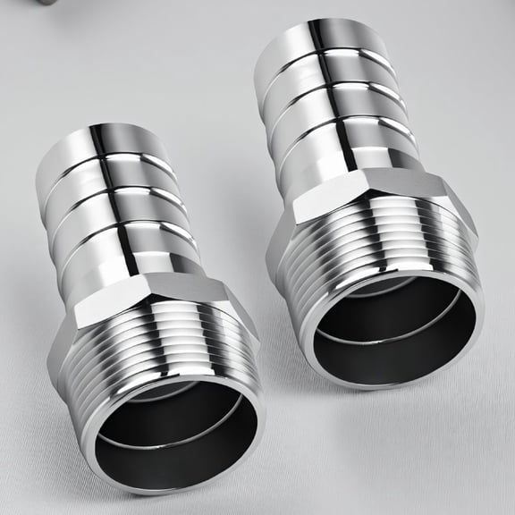 2 Pack 1-1/4 in Stainless Steel Hose Barb to 1-1/4 in NPT Male Thread Fitting Connector for Water Air Gas Pipe