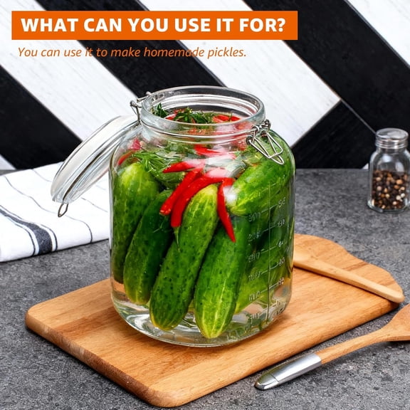 2 Pack 1.1 Gallon Square Super Wide Mouth Airtight Glass Storage Jars