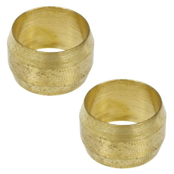 2 Pack 1/2" Compression Sleeve Solid Brass Ferrule for 1/2" Compression Tubing