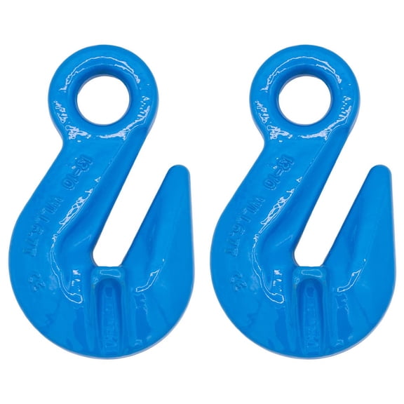 2 Pack 1/2" G100 Eye Self-Locking Hook for Lifting & Rigging | 15,000 LBS WLL 60,000 LBS Break Strength | Fits G100 Chains Wire Ropes Slings | Powder Coated Blue Alloy Steel ASME B30.26