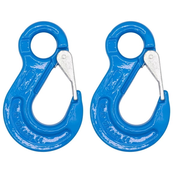 2 Pack 1/2" G100 Eye Sling Hook with Safety Latch for Lifting & Rigging 15,000 LBS WLL 60,000 lbs Break Strength | Fits G100 1/2" Chains Wire Ropes Slings | Blue Alloy Steel ASME B30.29