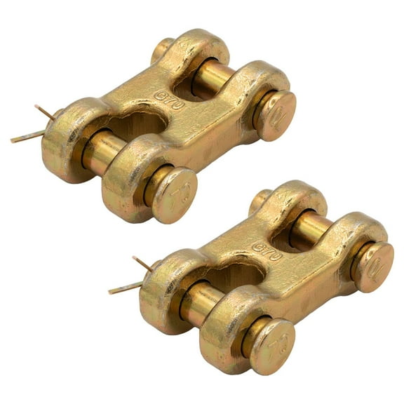 (2 Pack) 1/2" G70 Chain Double Clevis Mid Link Truck Trailer Tie Down Links Towing