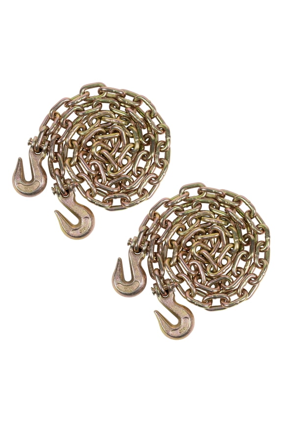2 Pack 1/2 Inch x 16 FT Grade 70 Binder Chain with Clevis Grab Hooks - G70 Transport Tow Chain - 11,300 Lbs Working Load Limit