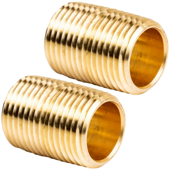 2 Pack 1/2" NPT X Male Close Pipe Nipples Threaded Brass Fitting Pipe Connector