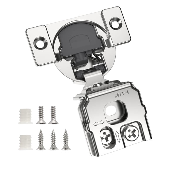 2 Pack 1/2" Overlay 3D Soft Close Concealed Hinge for Face Frame Door, Smooth Slow Self Closing Hinges, Satin Nickel, Hidden 105° Open Angle Stainless Steel Hinge for Kitchen Cabinet Door
