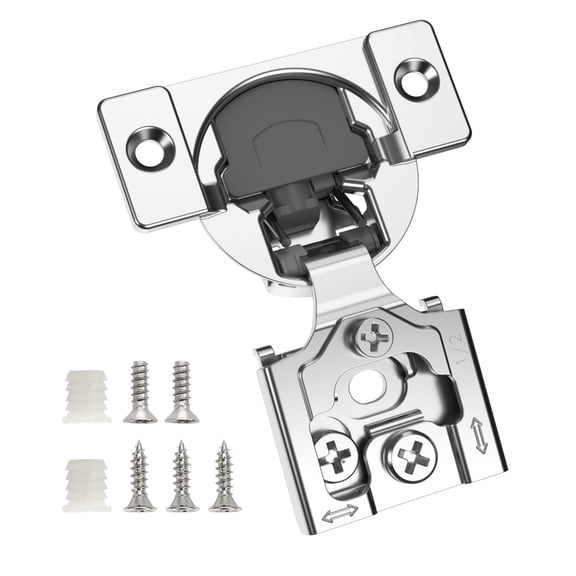 2 Pack 1/2" Overlay 3D Soft Close Concealed Hinge for Face Frame Door, Smooth Slow Self Closing Hinges, Satin Nickel, Hidden 105 Open Angle Stainless Steel Hinge for Kitchen Cabinet Door