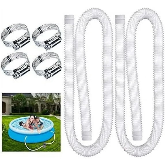 2-Pack 1.25-Inch Pool Pump Replacement Hoses, 59-Inch Long Accessories, Compatible with Above Ground Pool Filter Pumps That Use 1 1/4-Inch Diameter Hoses