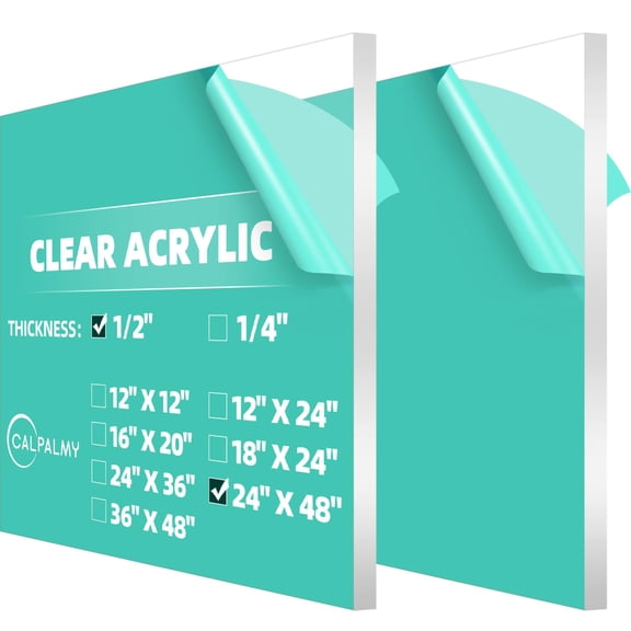 (2 Pack) 1/4" Thick Clear Acrylic Sheets - 18 x 24 Pre-Cut Plexiglass Sheets for Craft Projects, Signs, Display Cases, Sneeze Guard and More - Cut with Engraver, Power Saw or Hand Tools