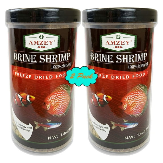2 Pack 1.4 oz Freeze Dried Brine Shrimp Fish Food, Turtle Food