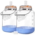 thumbnail image 1 of 2 Pack 1.5 Gallon Large Fermentation Jar with 3 Airlock, Stainless Steel Handle, Non-Slip Silicone Base, Wide Mouth Glass Jars with Scale Mark - Pickle Jars for Sauerkraut, Sourdough Starter, 1 of 9