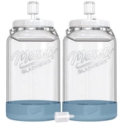 2 Pack 1.5 Gallon Large Fermentation Jars with Airtight Lids and Airlocks, Wide Mouth Glass Mason Jar for Mead Making, Brewing - 100% Leak-proof Pickle jars Kimchi Container with Handles & Bases