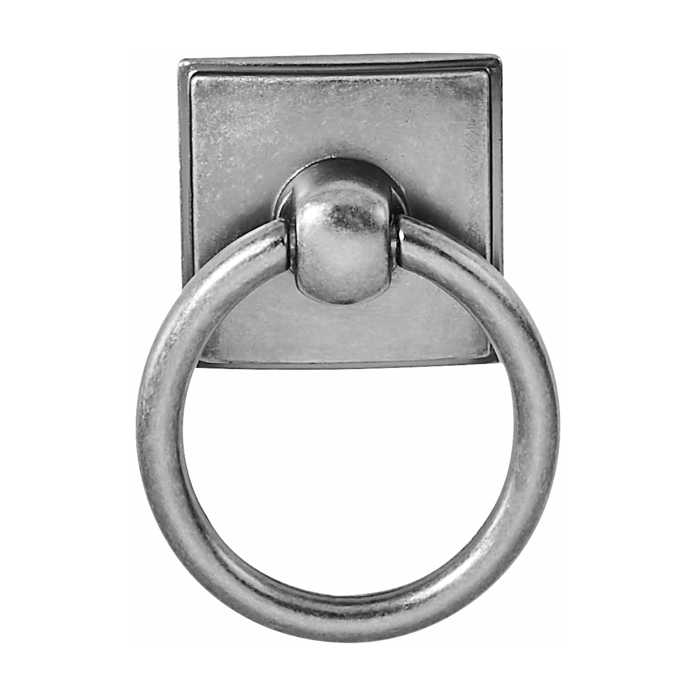 2-Pack 1.9 Inch Ring Cabinet Knobs - Vintage Antique Brass Backplate for Drawer knobs for Dresser, Kitchen Cabinets - Durable Zinc Alloy Hardware.