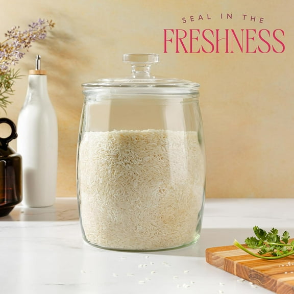 2-Pack 1 Gallon Glass Cookie Jars with Airtight Lids for Cookies, Candy, Flour, Sugar, Pet Treats - Clear Storage Canisters