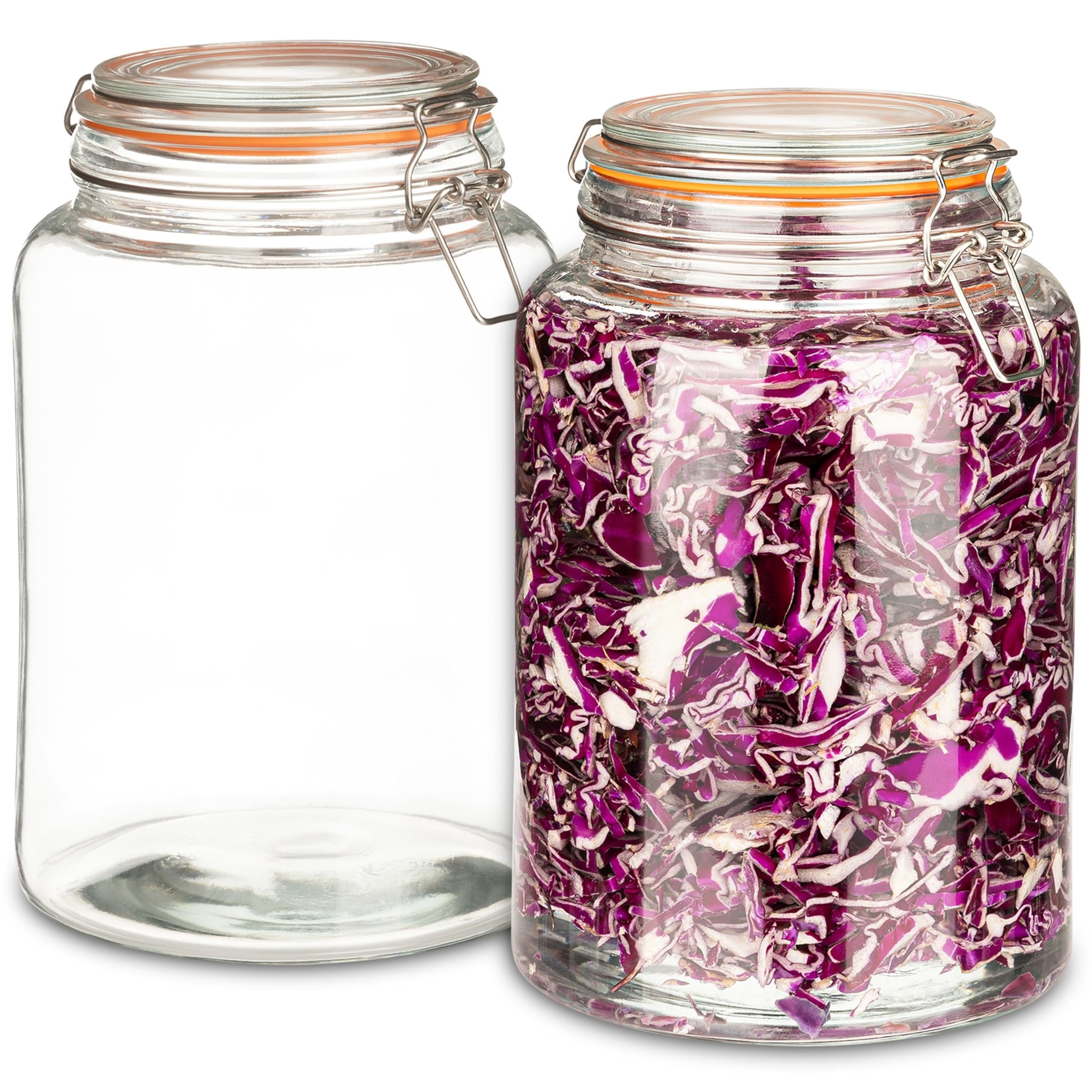 Kitchentoolz 1 Gallon Glass Mason Jars (Set Of 3) With Colored Airtight Lids - Wide Mouth Pantry Storage 3 thumbnail image