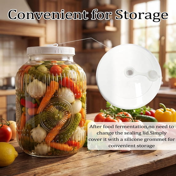 2 Pack 1 Gallon Large Fermentation Vintage Jars with Lids - Wide Mouth ...