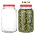 thumbnail image 1 of 2 Pack - 1 Gallon Mason Jar - Glass Jar Wide Mouth with Red Plastic Lid - Container for Storing Dry Foods, Spices, Pasta, Legumes and Pet Food - Airtight Kitchen Storage, 1 of 3
