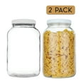 thumbnail image 1 of 2 Pack - 1 Gallon Mason Jar - Glass Jar Wide Mouth with White Airtight Foam Lined Plastic Lid - Safe Mason Jar for Fermenting Kombucha Kefir - Pickling, Storing and Canning - By Kitchentoolz, 1 of 3