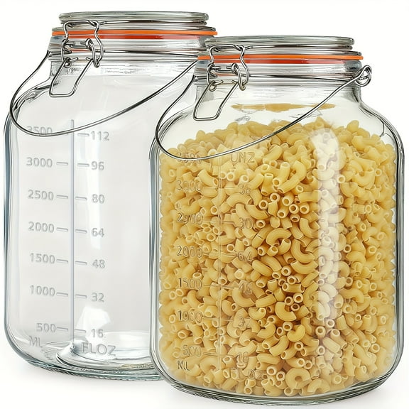 2 Pack 1 Gallon Super Wide Mouth Glass Jars with Airtight Lids, Large Reusable Mason Jars Storage Containers for Sun Tea, Kombucha, Canning, Pantry Kitchen Organization