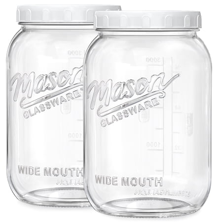 Syntic 2 Pack 1 Gallon Glass Storage Jars with Lids for Store Dry Goods, Airtight Glass Jars for Kombucha Brewing, Sun Tea, Canning, Pickling Eggs