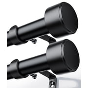 2 Pack Heavy Duty Adjustable Curtain Rods for Windows, 1-Inch Diameter Matte Black Curtain Rod, 32-120 Inches