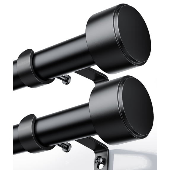 2 Pack Heavy Duty Adjustable Curtain Rods for Windows, 1-Inch Diameter Matte Black Curtain Rod, 32-120 Inches