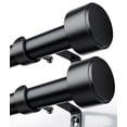 thumbnail image 1 of 2 Pack Heavy Duty Adjustable Curtain Rods for Windows, 1-Inch Diameter Matte Black Curtain Rod, 32-150 Inches, 1 of 7