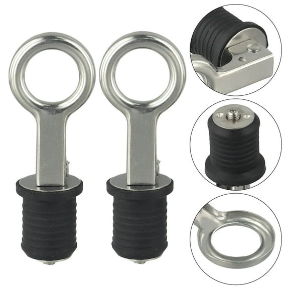 2-Pack 1 Inch Rubber Stainless Steel Snap Flip Boat Hull Drain for 25MM Hole Livewell Kayak Plumbing