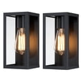 thumbnail image 1 of 2 Pack 1-Light 10in" Matte Black Finish Outdoor Wall Light With Clear Glass Shade, 1 of 9