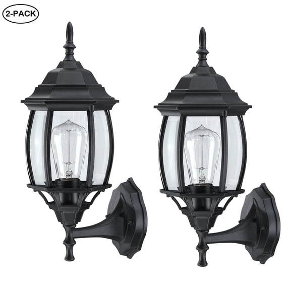 2-Pack 1-Light 16.85-in Black Outdoor Wall Lantern Sconce
