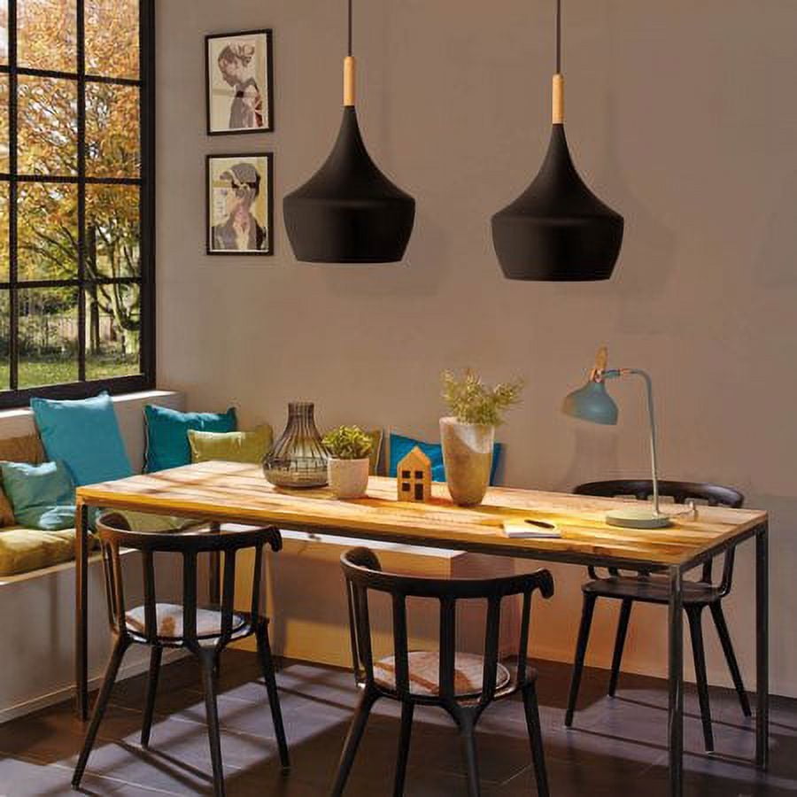 LOHASLED 2-Pack 1-Light Black Pendant,Nordic Industrial Hanging Light ...