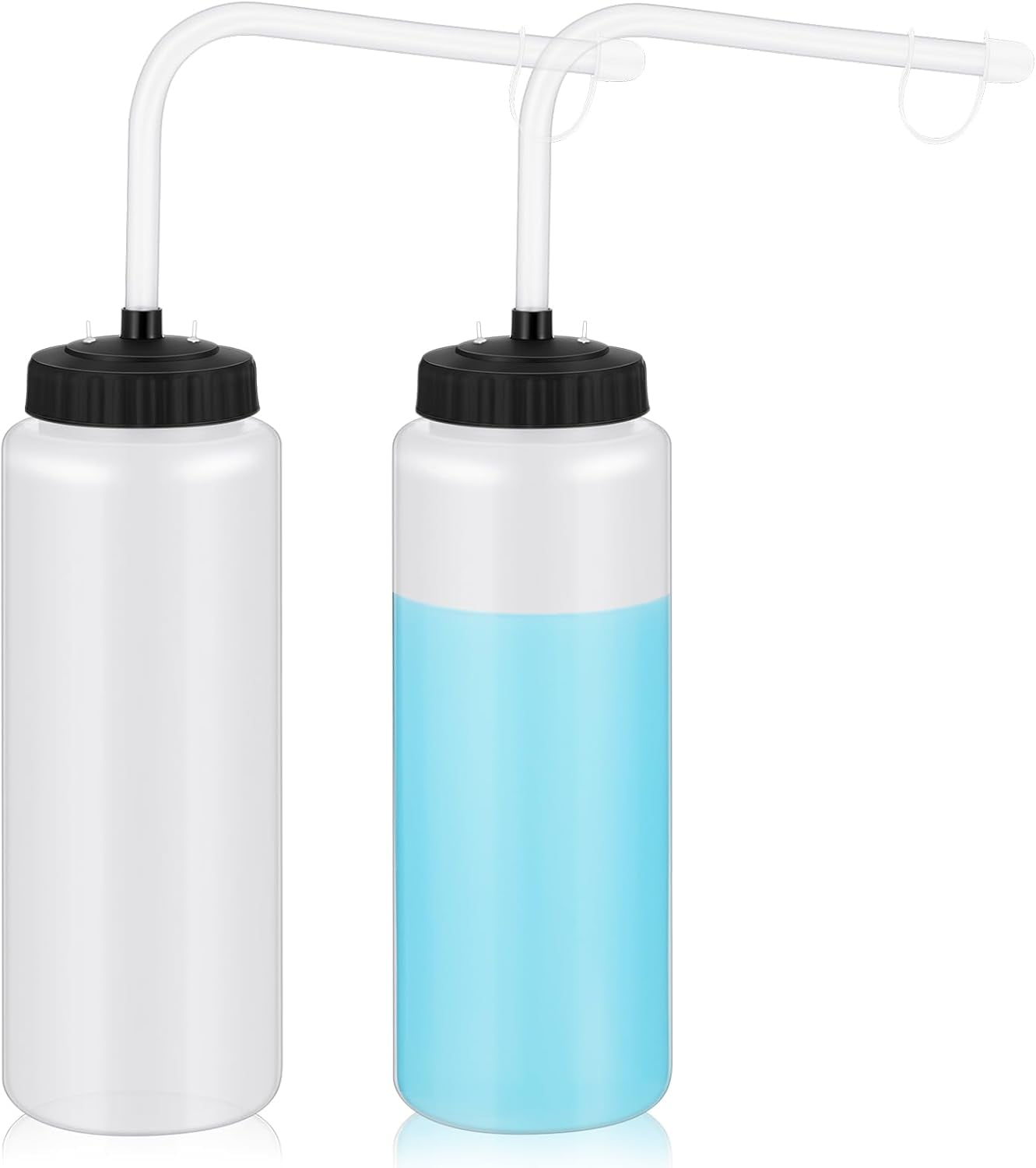 Hockey-Wasserflaschen 1 Liter – 8 Stück, Mit Langem Strohhalm, Leicht Zu Drücken, Für Helm-Sportarten (Hockey, Fußball), Blau